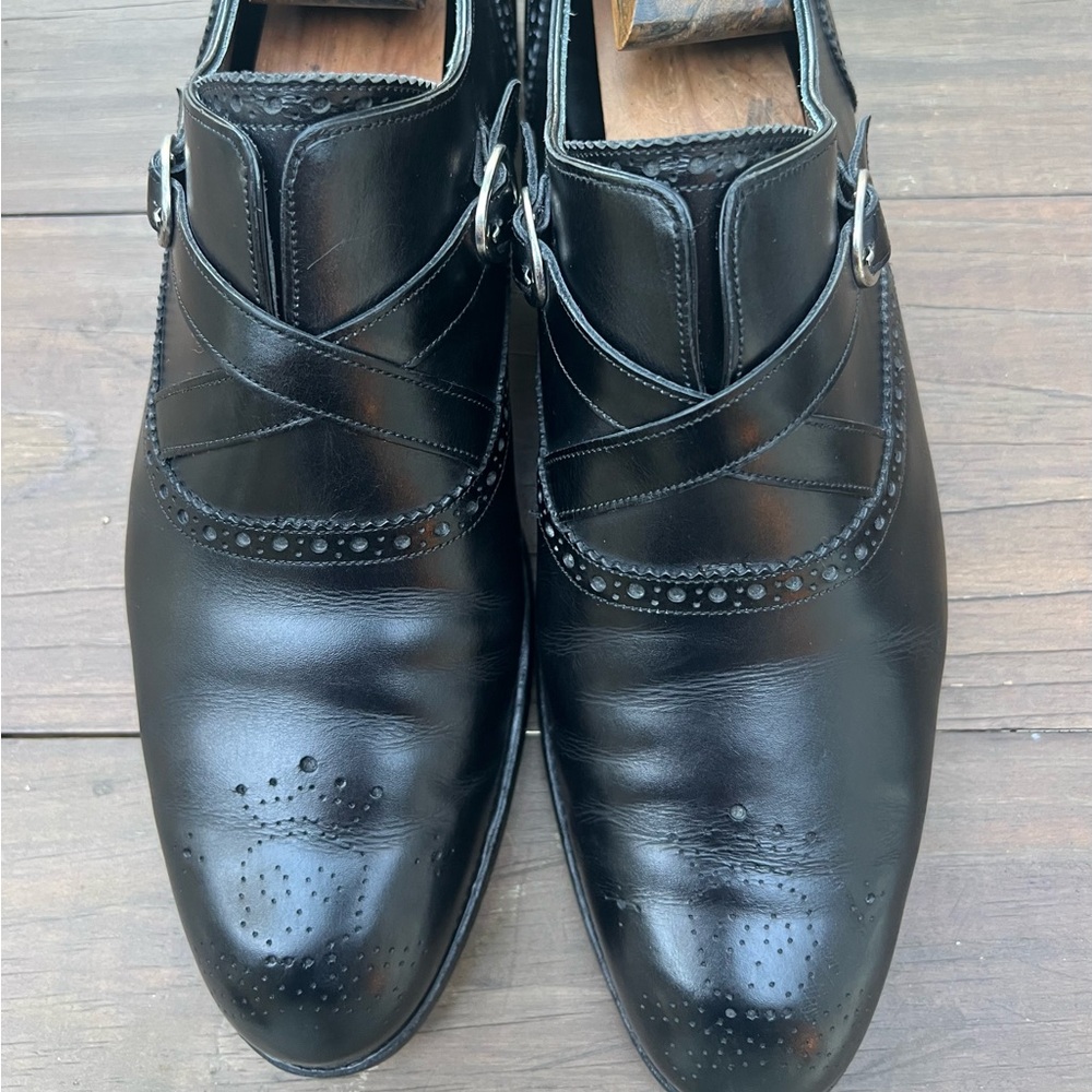 Barker Black - Double Monk Strap Shoes - 9